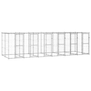 Udendørs hundebur med tag 14,52 m² galvaniseret stål