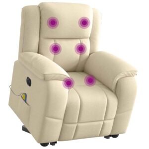 Elektrisk massagestol med løftefunktion cremefarvet