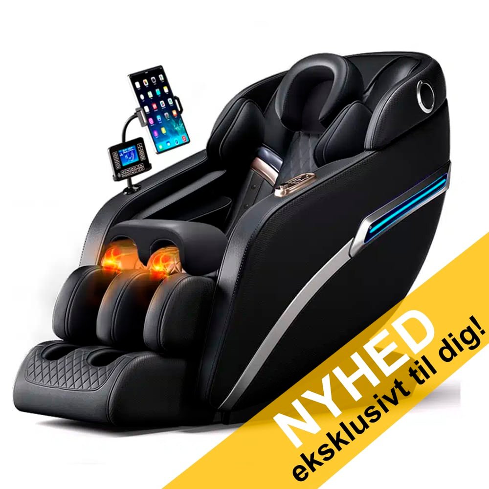 Massagestol 4D Pro+ Sort med Varmeterapi og Stemmekontrol