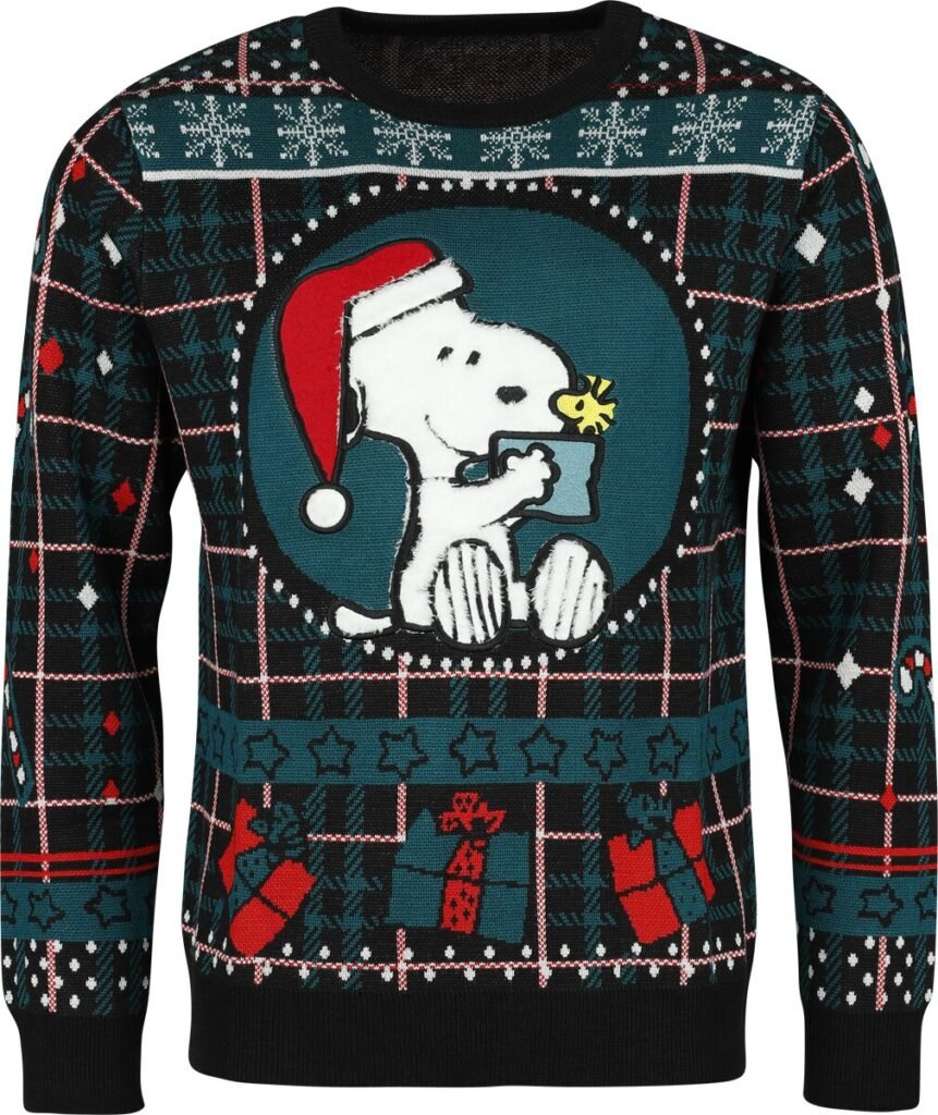 Peanuts Christmas Jumper - Snoopy Julesweater - S till XL - Herrer - multifarvet