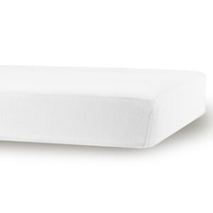 Lagen til barnevogn - 36x98 cm - Hvidt stræklagen - 100% Bomuld - Faconlagen til barnevognsmadras