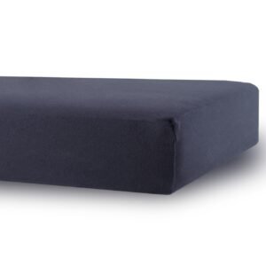 Lagen til barnevogn - 36x98 cm - Mørkeblåt stræklagen - 100% Bomuld - Faconlagen til barnevognsmadras