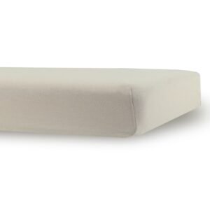 Lagen til barnevogn - 36x98 cm - Sandfarvet stræklagen - 100% Bomuld - Faconlagen til barnevognsmadras