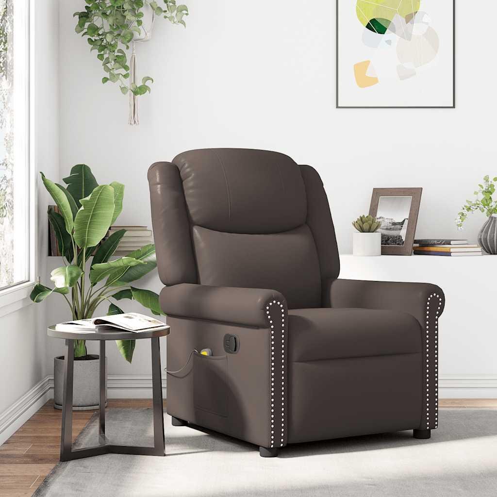 Massagestol kunstlæder blank brun