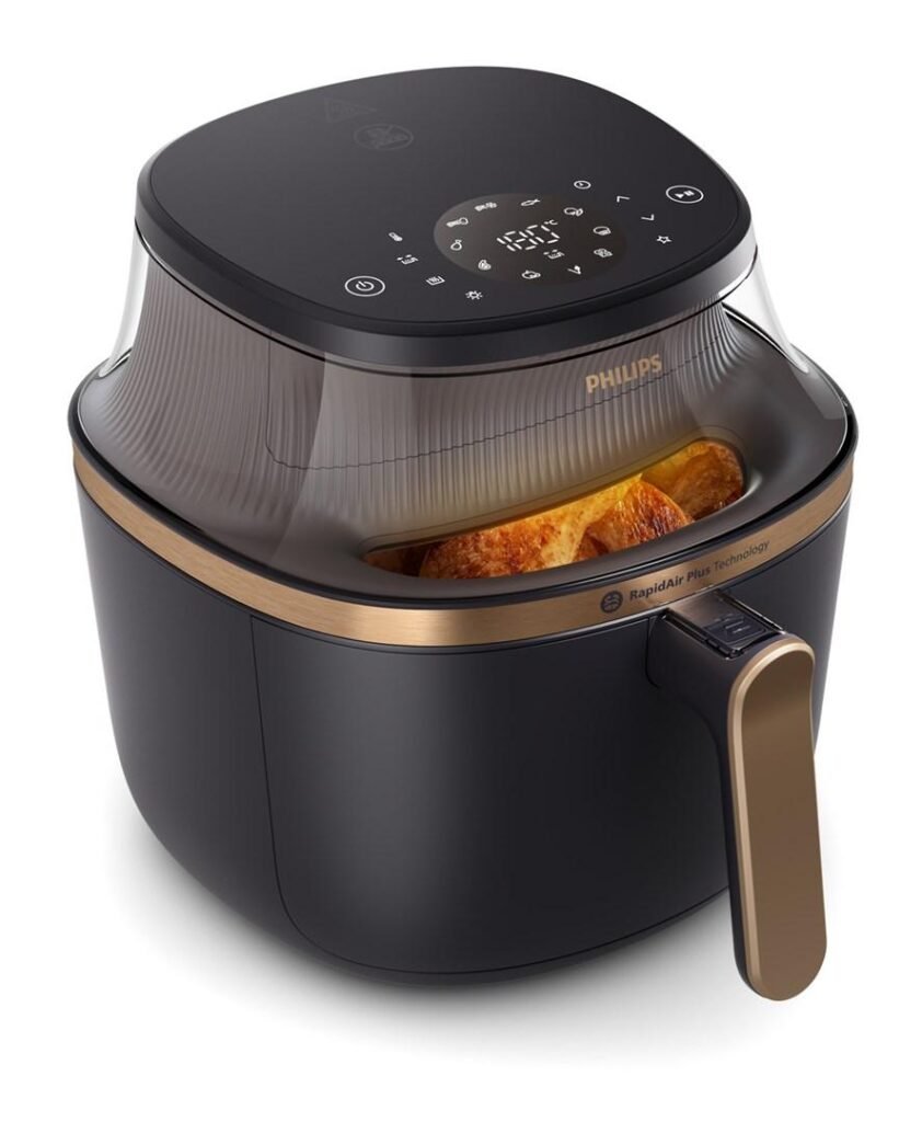 Airfryer Philips varmluftsfriture, 7,2 l, 1,4 kg, sort/guld
